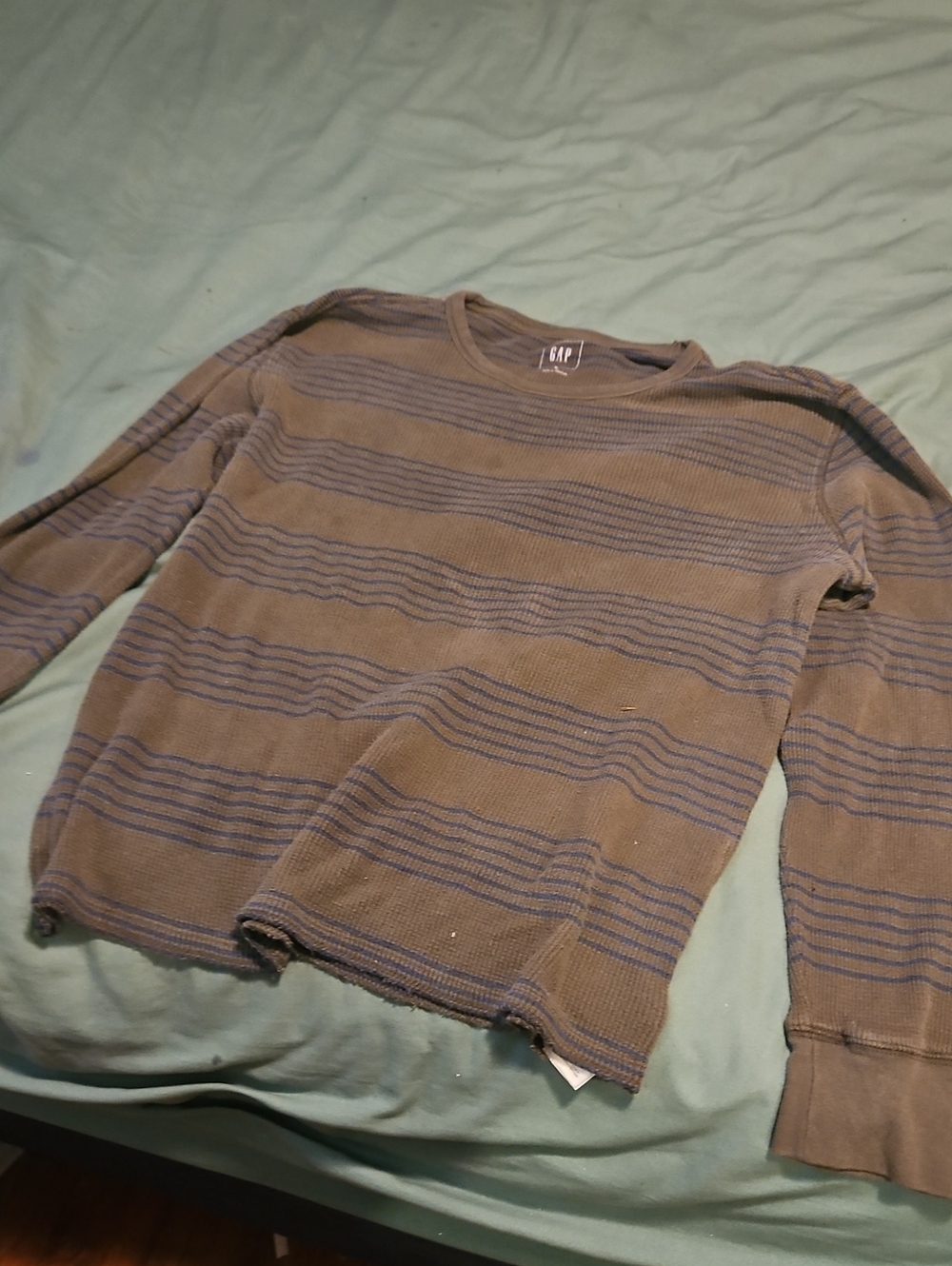 GAP Men's Olive Striped Crewneck Sweater